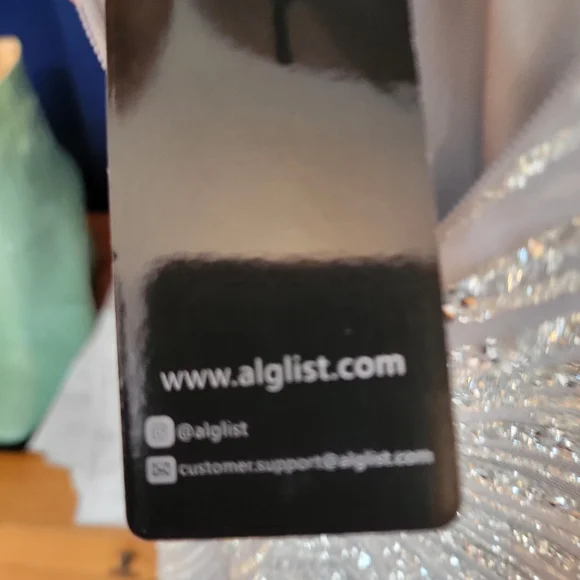 Alglist Silver Beaded Strapless Dress Lace Up Back Size 8 - Picture 17 of 17
